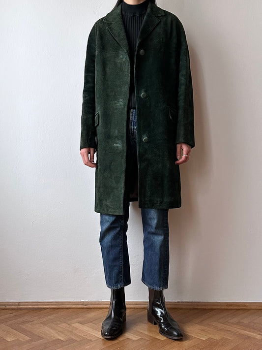 70-80s green suede coat