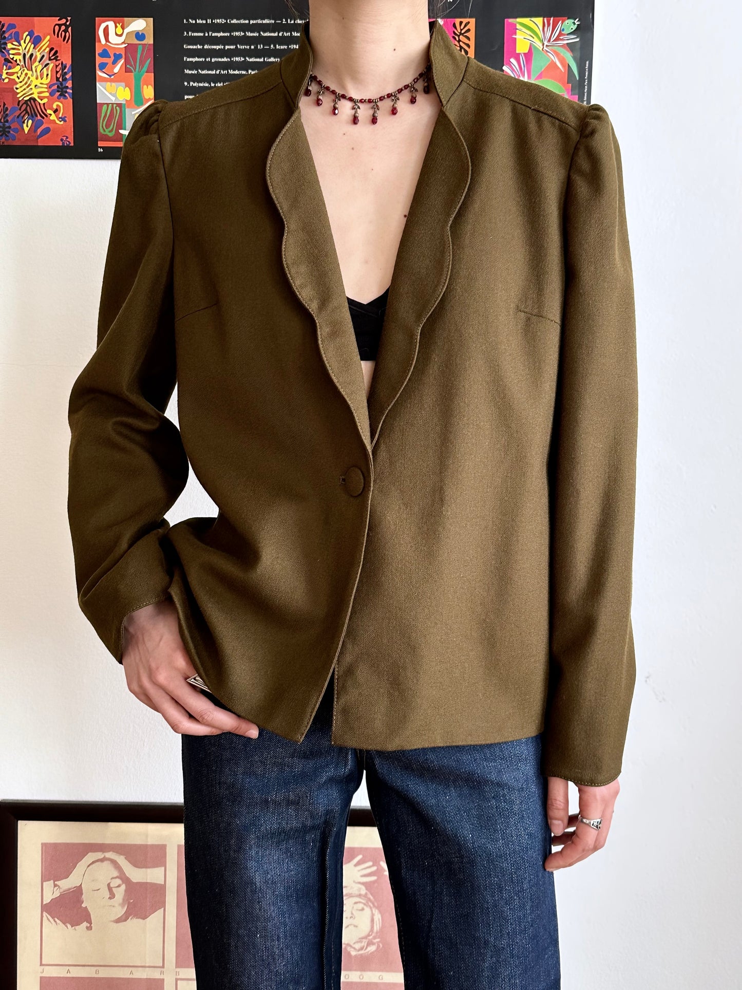 Emmanuelle Khanh olive brown jacket
