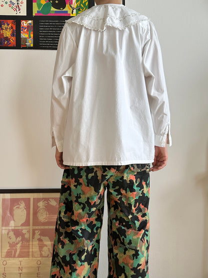 Embroidery big collar shirt