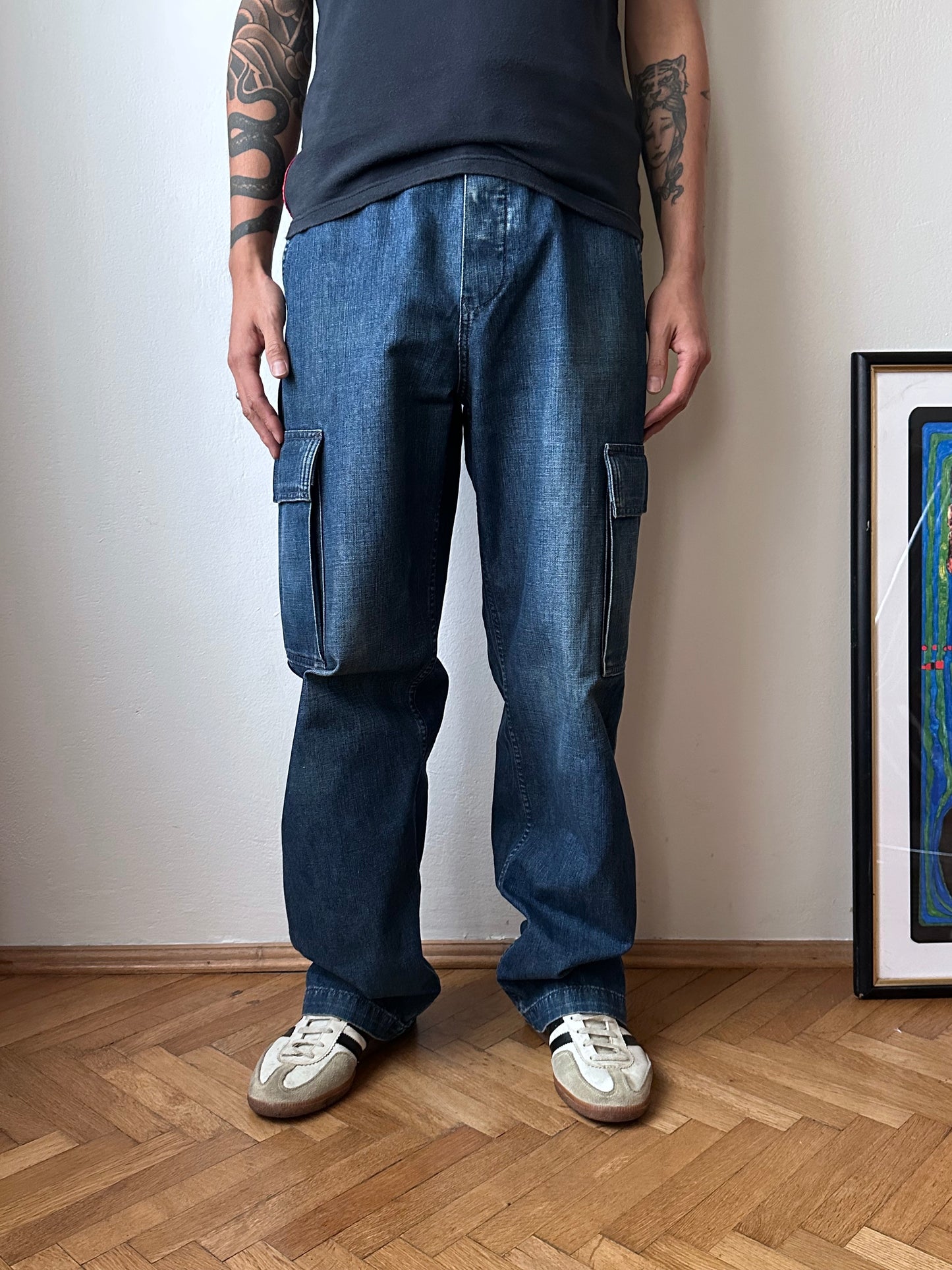 1999s Levi's All Duty denim cargo trousers - w32