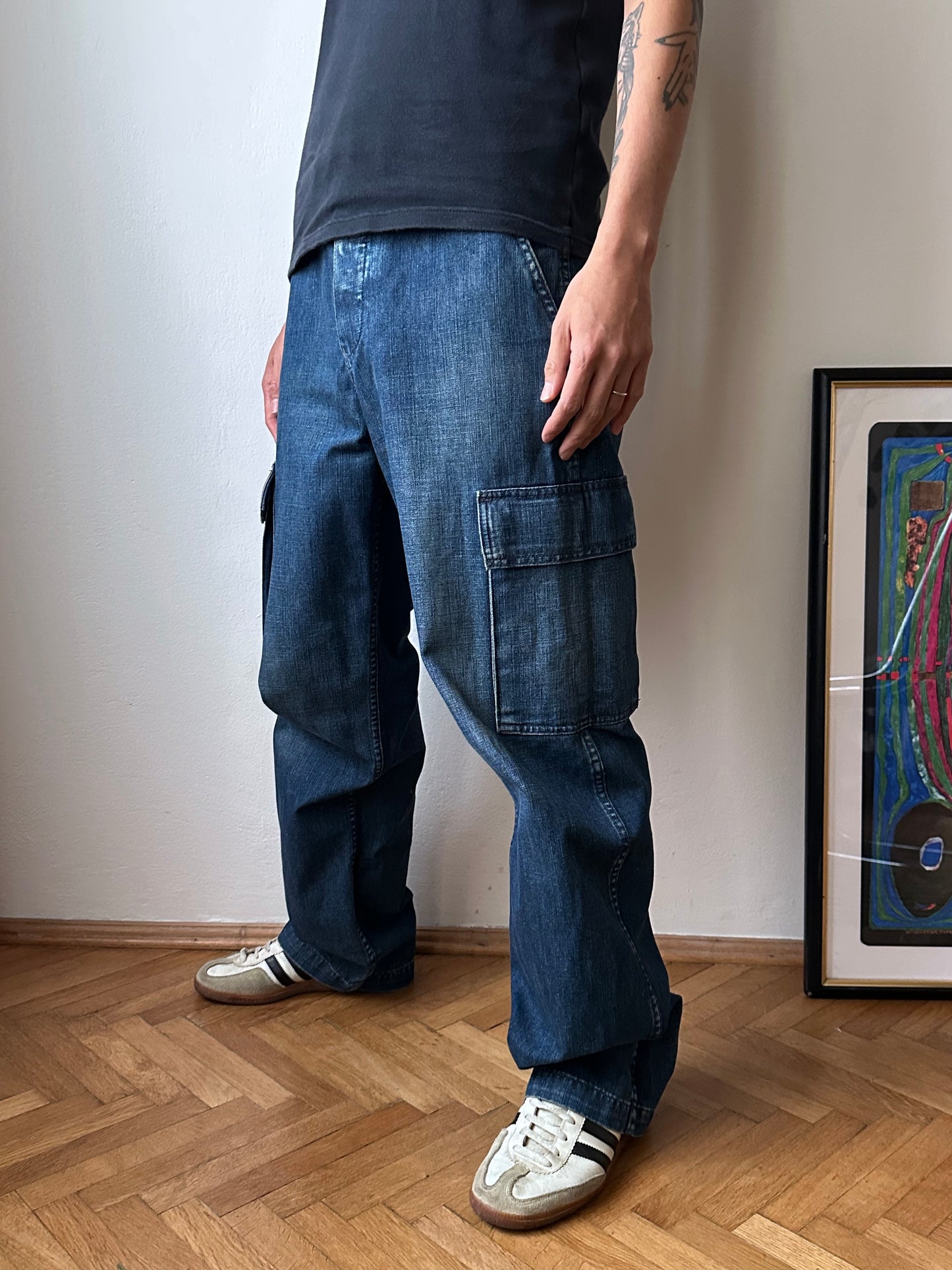 1999s Levi's All Duty denim cargo trousers - w32