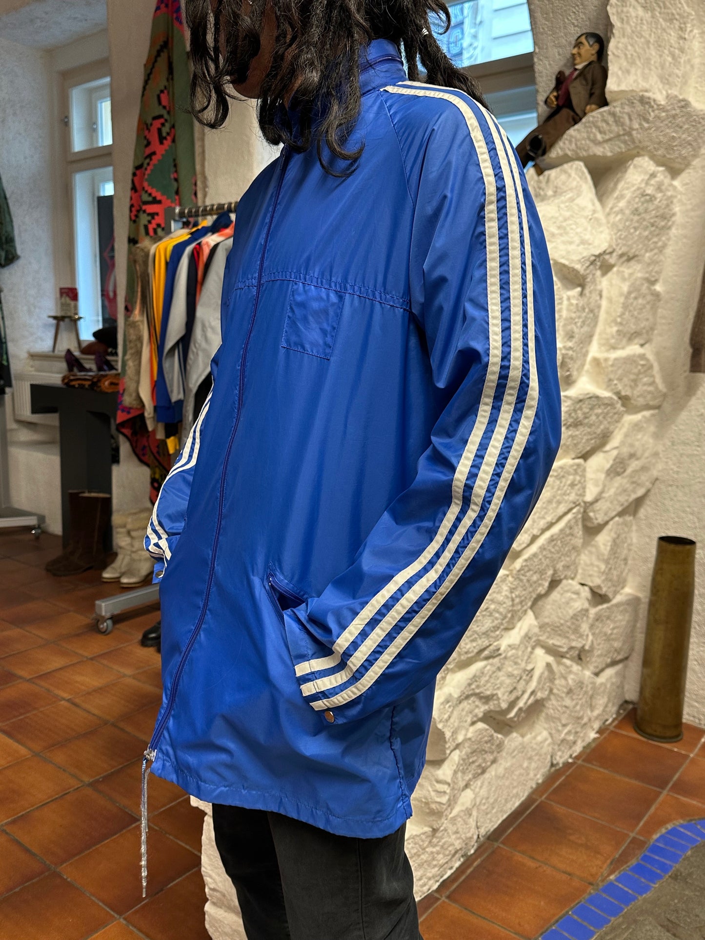 90's 90年代 Adidas アディダス Nylon Jacket ナイロン Vintage store Vintage clothing Toto Praha Prague プラハ 古着屋 古着 Blue 青 ユーロ古着 ヨーロッパ古着 古着卸 