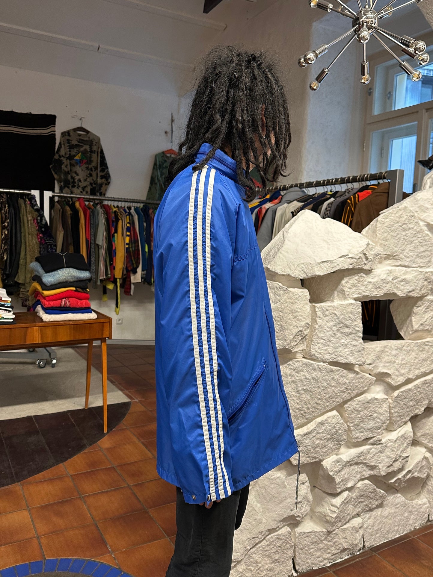 90's 90年代 Adidas アディダス Nylon Jacket ナイロン Vintage store Vintage clothing Toto Praha Prague プラハ 古着屋 古着 Blue 青 ユーロ古着 ヨーロッパ古着 古着卸 