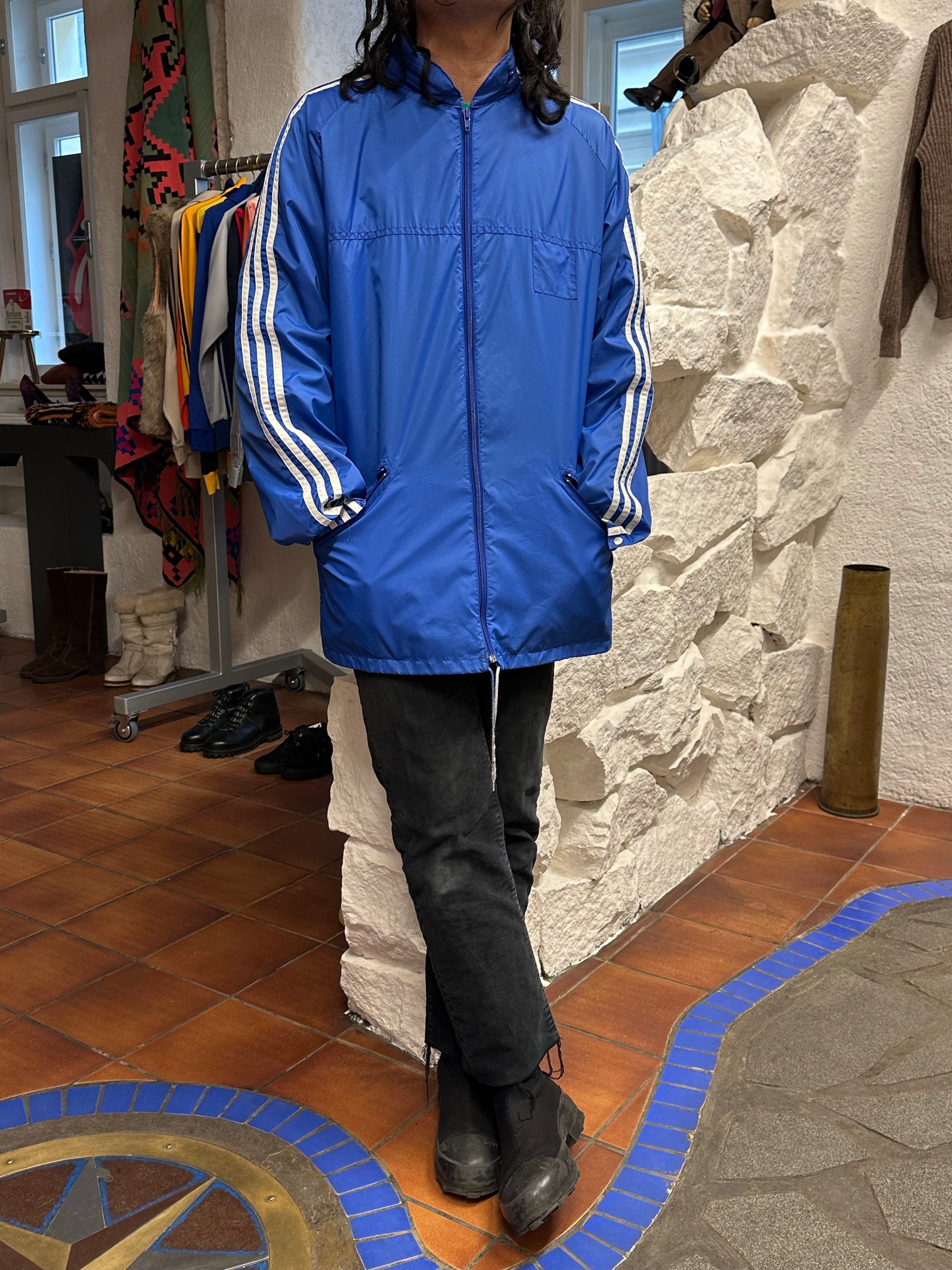 90's 90年代 Adidas アディダス Nylon Jacket ナイロン Vintage store Vintage clothing Toto Praha Prague プラハ 古着屋 古着 Blue 青 ユーロ古着 ヨーロッパ古着 古着卸 