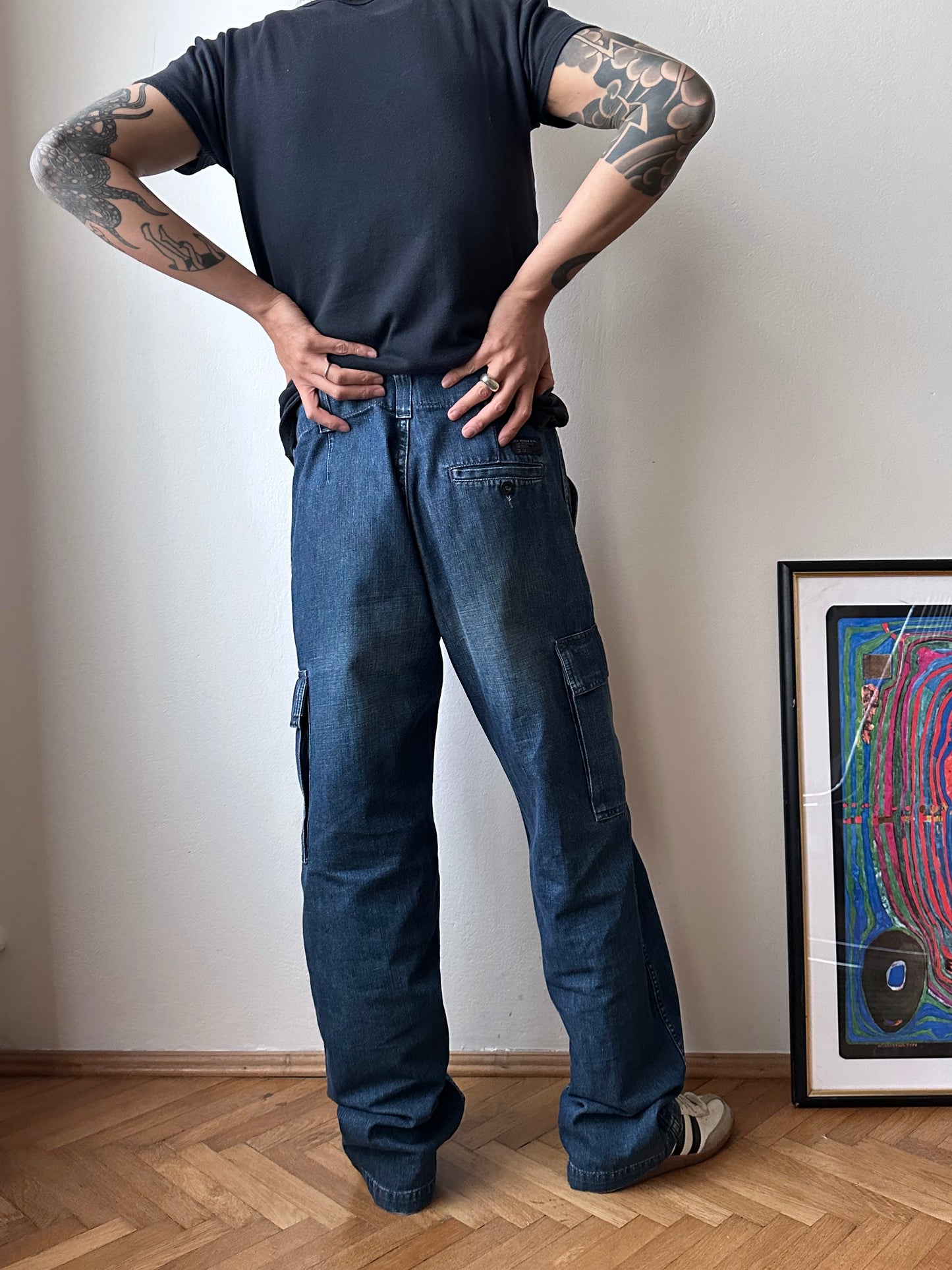 1999s Levi's All Duty denim cargo trousers - w32