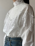 lace blouse antique vintage cotton white shirt アンティークレース レース レースブラウス ブラウス シャツ