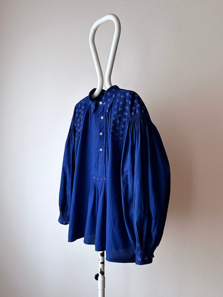 European unknown cotton gathered blouse