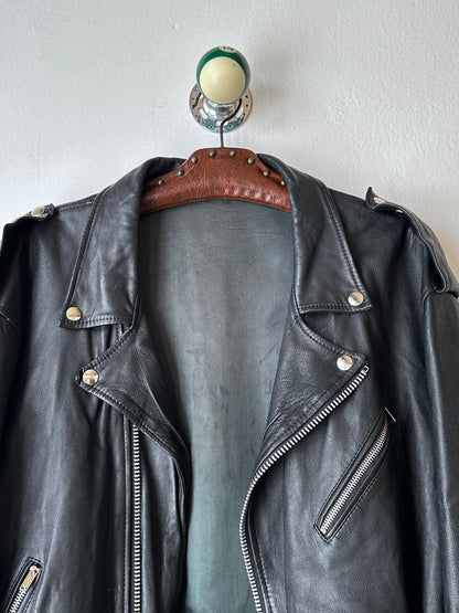 Leather Riders jacket 1980's 80s 80年代 ライダース ジャケット Black  黒  革ジャン PUNK パンク ハードコア Toto Praha Vintage clothing shop Antique shop 古着屋 プラハ Showroom appointment Prague ユーロ古着 ヨーロッパ古着 古着卸 ヴィンテージ