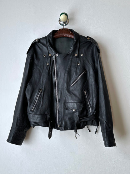 Leather Riders jacket 1980's 80s 80年代 ライダース ジャケット Black  黒  革ジャン PUNK パンク ハードコア Toto Praha Vintage clothing shop Antique shop 古着屋 プラハ Showroom appointment Prague ユーロ古着 ヨーロッパ古着 古着卸 ヴィンテージ