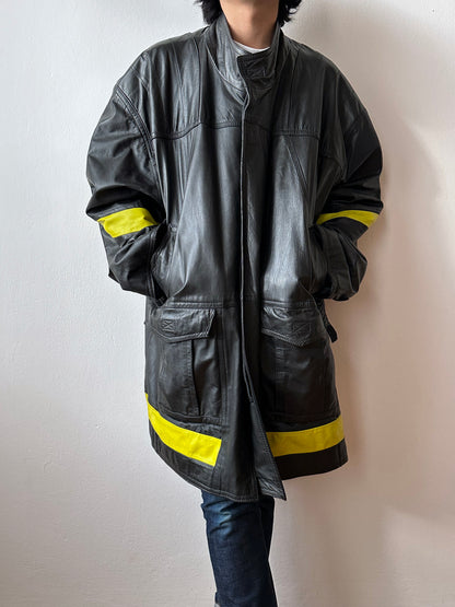 90s Czech work leather coat