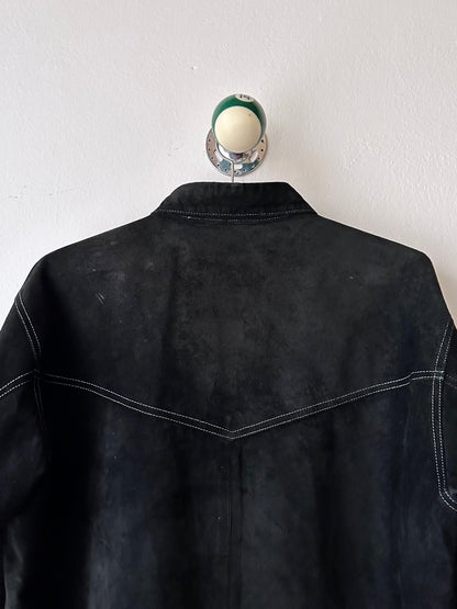black leather shirt
