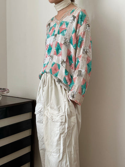 French silk sequins top