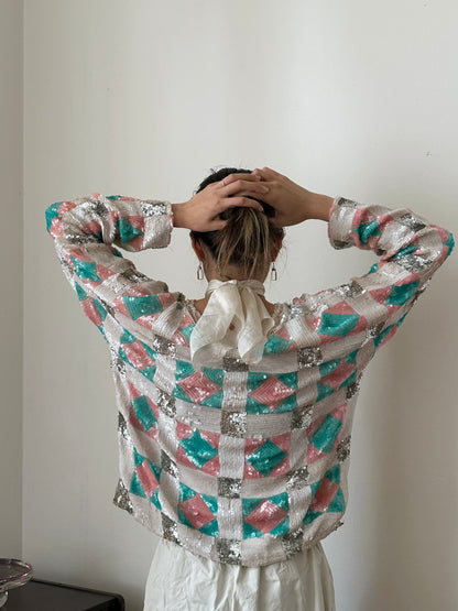 French silk sequins top