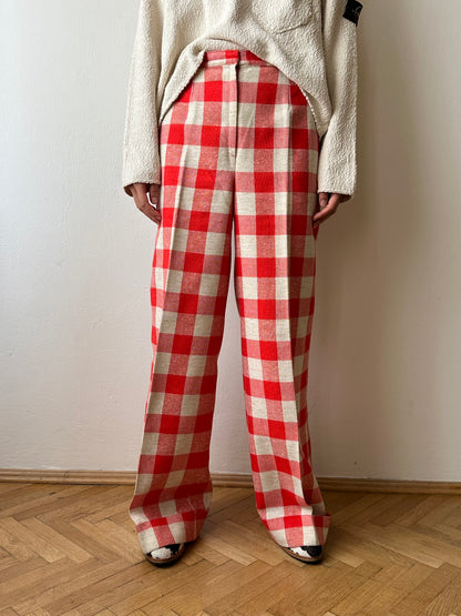 1970s deadstock gingham plaid trouser W28
