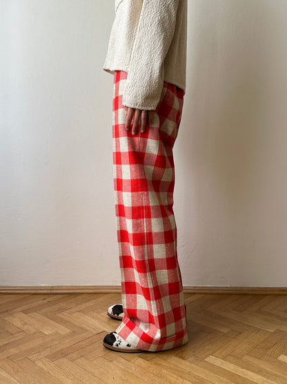 1970s deadstock gingham plaid trouser W28