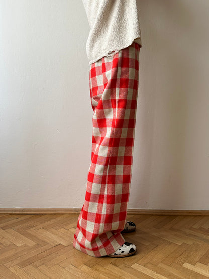 1970s deadstock gingham plaid trouser W28