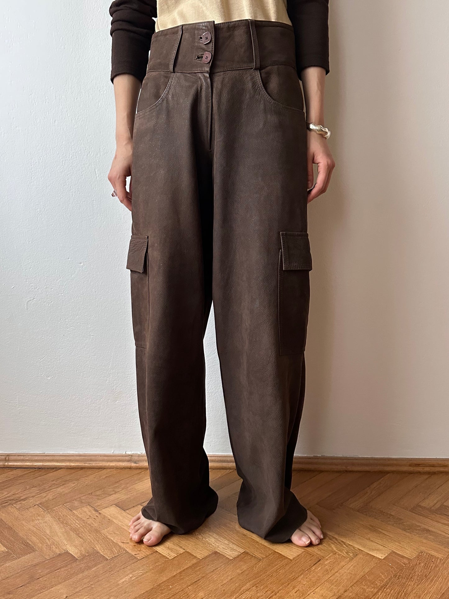 Brown leather cargo - w30