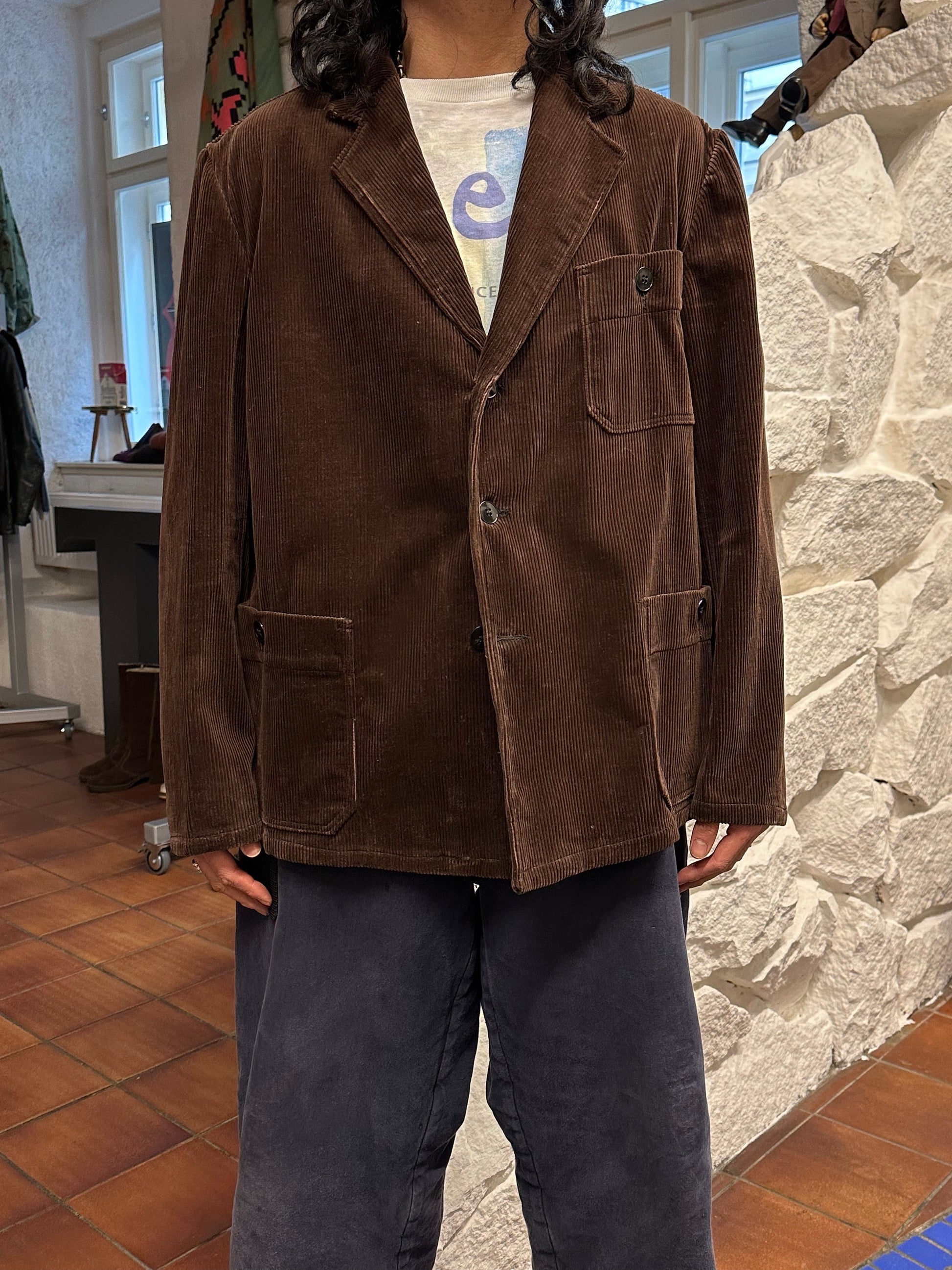 60's 60年代 Germany corduroy tailored jacket コーデュロイ Vintage ヴィンテージ ワーク ユーロワーク  ヨーロッパワーク ドイツワーク Toto Praha Prague Vintage store Vintage clothing 古着屋 古着 ユーロ古着 ヨーロッパ古着 Brown 茶色 