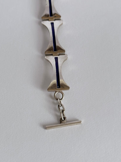 vintage blue lined silver bracelet
