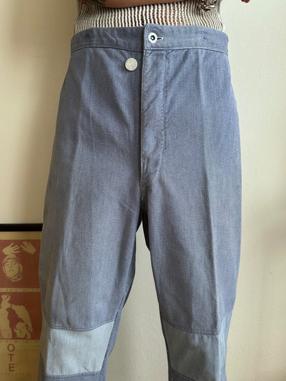 1950s German Work trousers 50年代 ドイツワーク ユーロワーク  ヨーロッパワーク リペア 刺子 Toto Praha Vintage clothing shop Antique shop 古着屋 プラハ Showroom appointment Prague ユーロ古着 ヨーロッパ古着 古着卸 ヴィンテージ