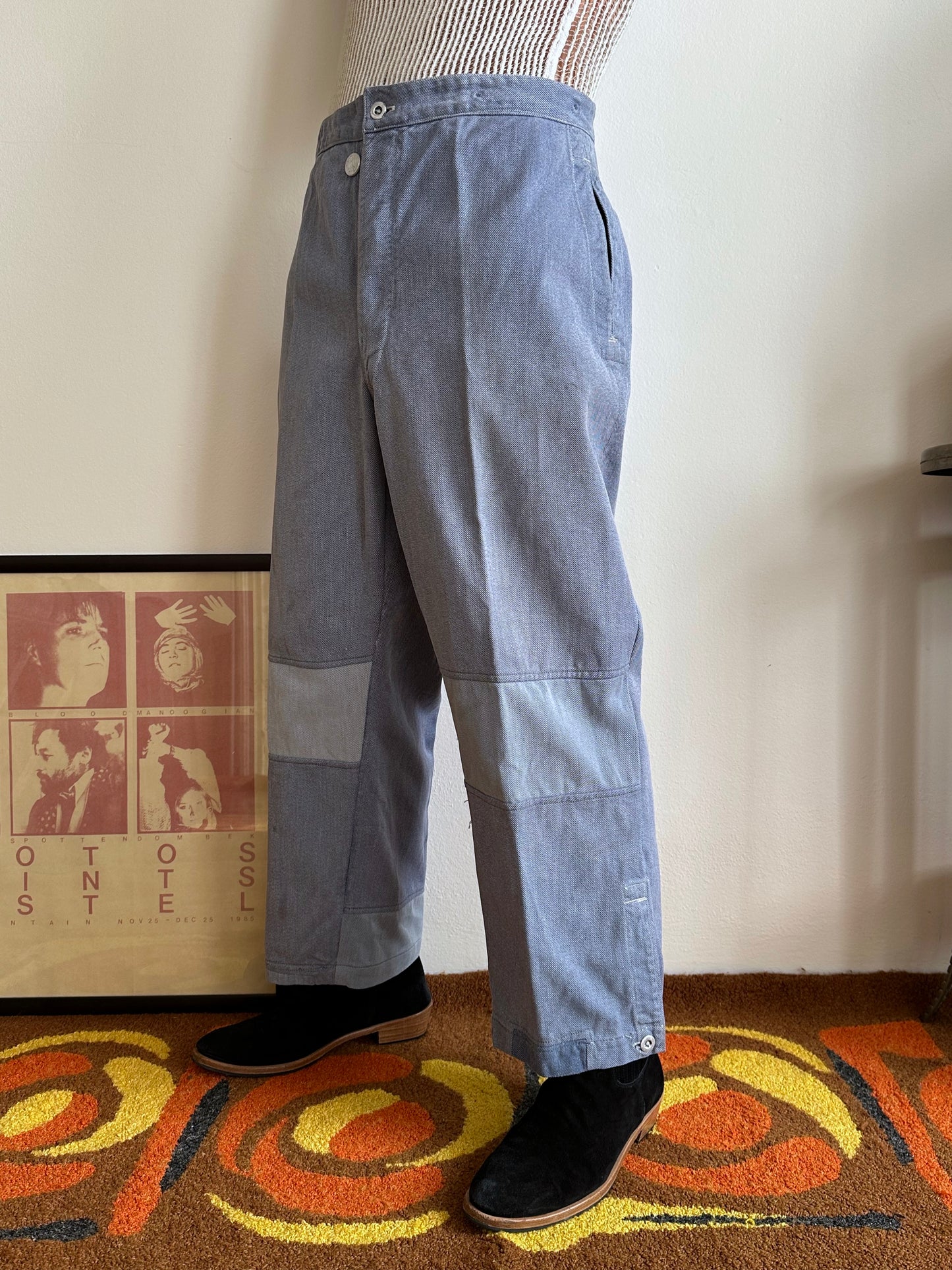 1950s German Work trousers 50年代 ドイツワーク ユーロワーク  ヨーロッパワーク リペア 刺子 Toto Praha Vintage clothing shop Antique shop 古着屋 プラハ Showroom appointment Prague ユーロ古着 ヨーロッパ古着 古着卸 ヴィンテージ