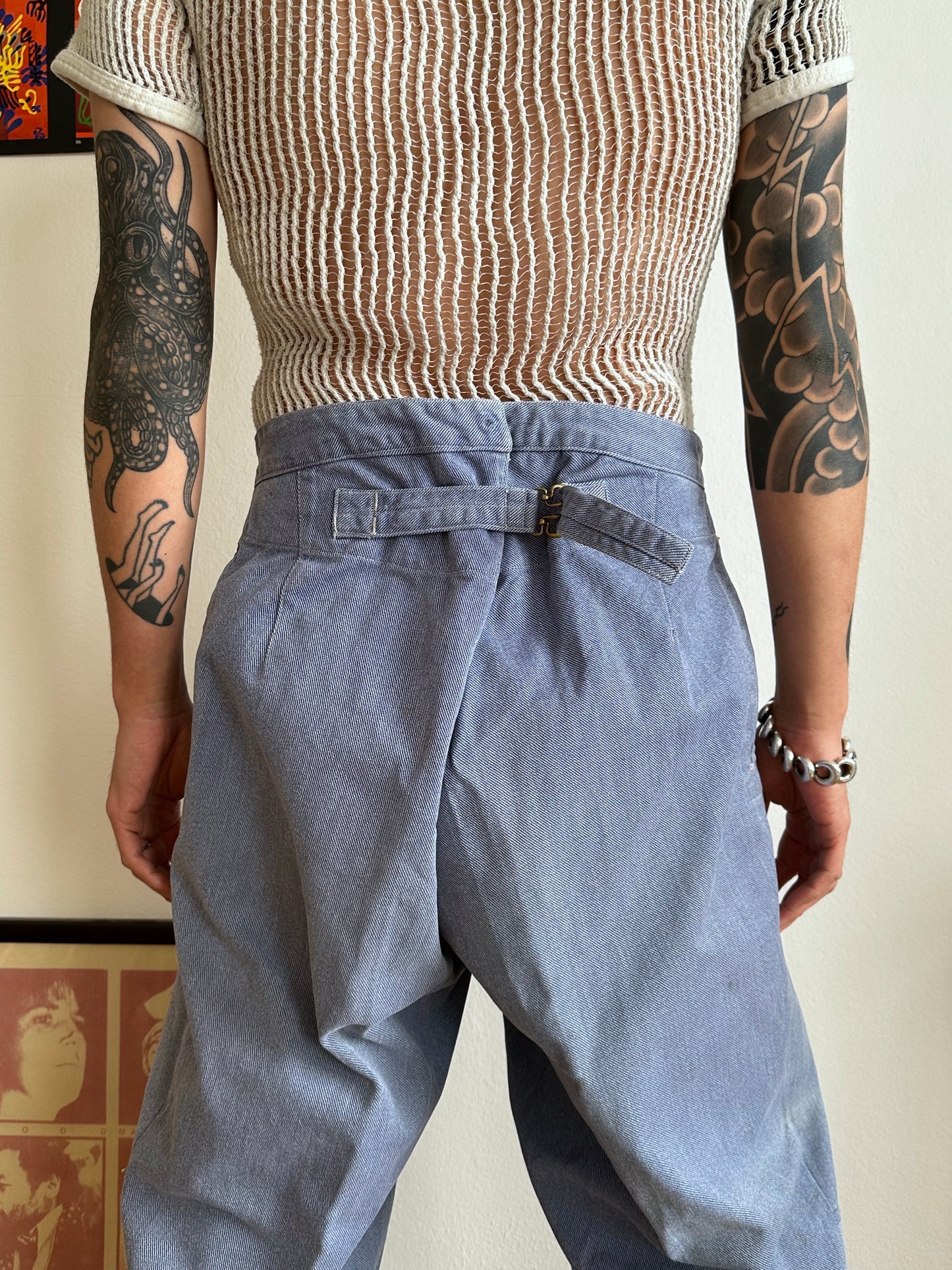 1950s German Work trousers 50年代 ドイツワーク ユーロワーク  ヨーロッパワーク リペア 刺子 Toto Praha Vintage clothing shop Antique shop 古着屋 プラハ Showroom appointment Prague ユーロ古着 ヨーロッパ古着 古着卸 ヴィンテージ