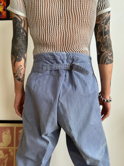 1950s German Work trousers 50年代 ドイツワーク ユーロワーク  ヨーロッパワーク リペア 刺子 Toto Praha Vintage clothing shop Antique shop 古着屋 プラハ Showroom appointment Prague ユーロ古着 ヨーロッパ古着 古着卸 ヴィンテージ