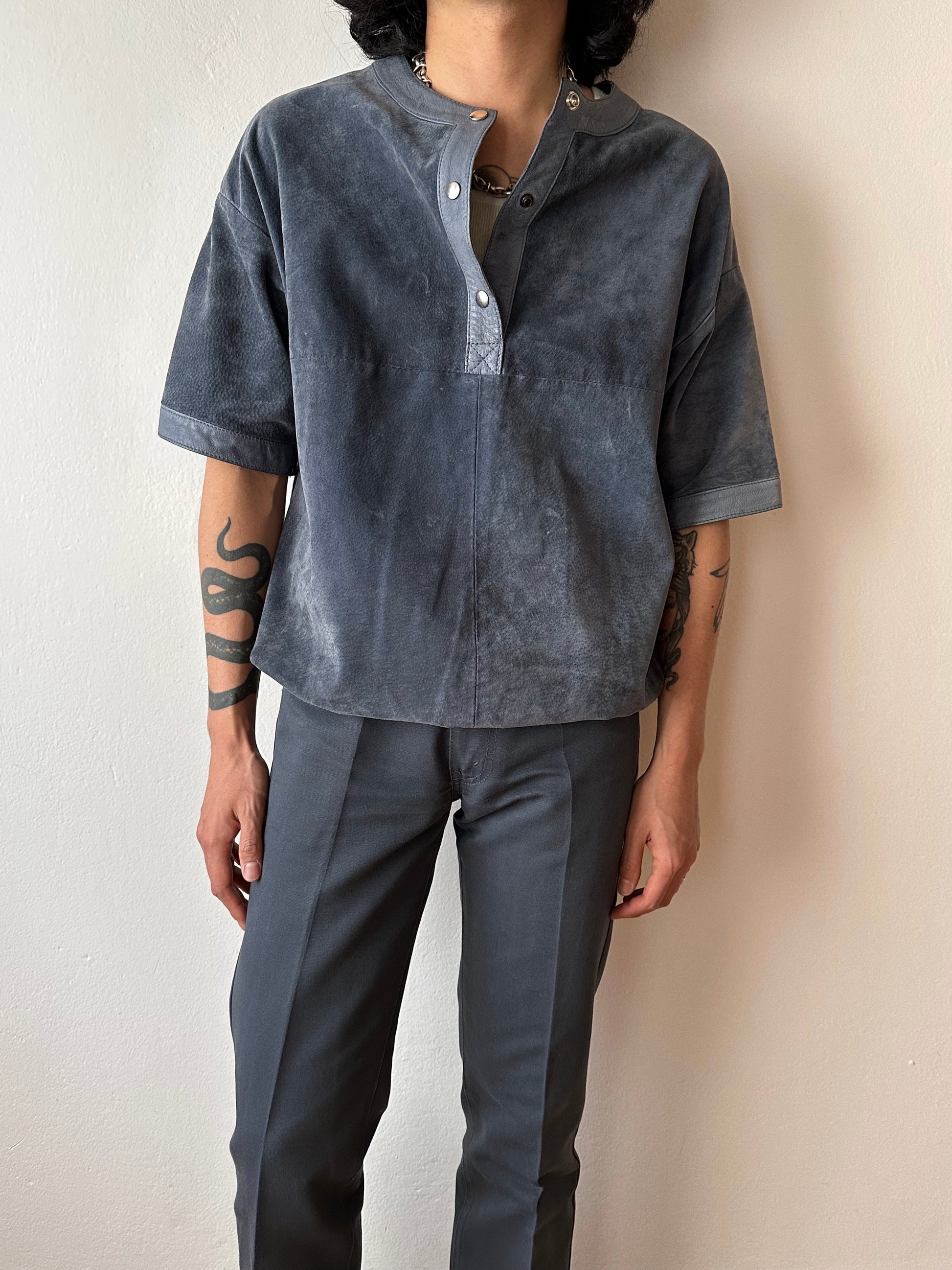 80's 90's Leather smock pullover vintage レザー スモック ヴィンテージ  プラハ  古着屋 Praha Prague vintage store ユーロ古着 ヨーロッパ古着