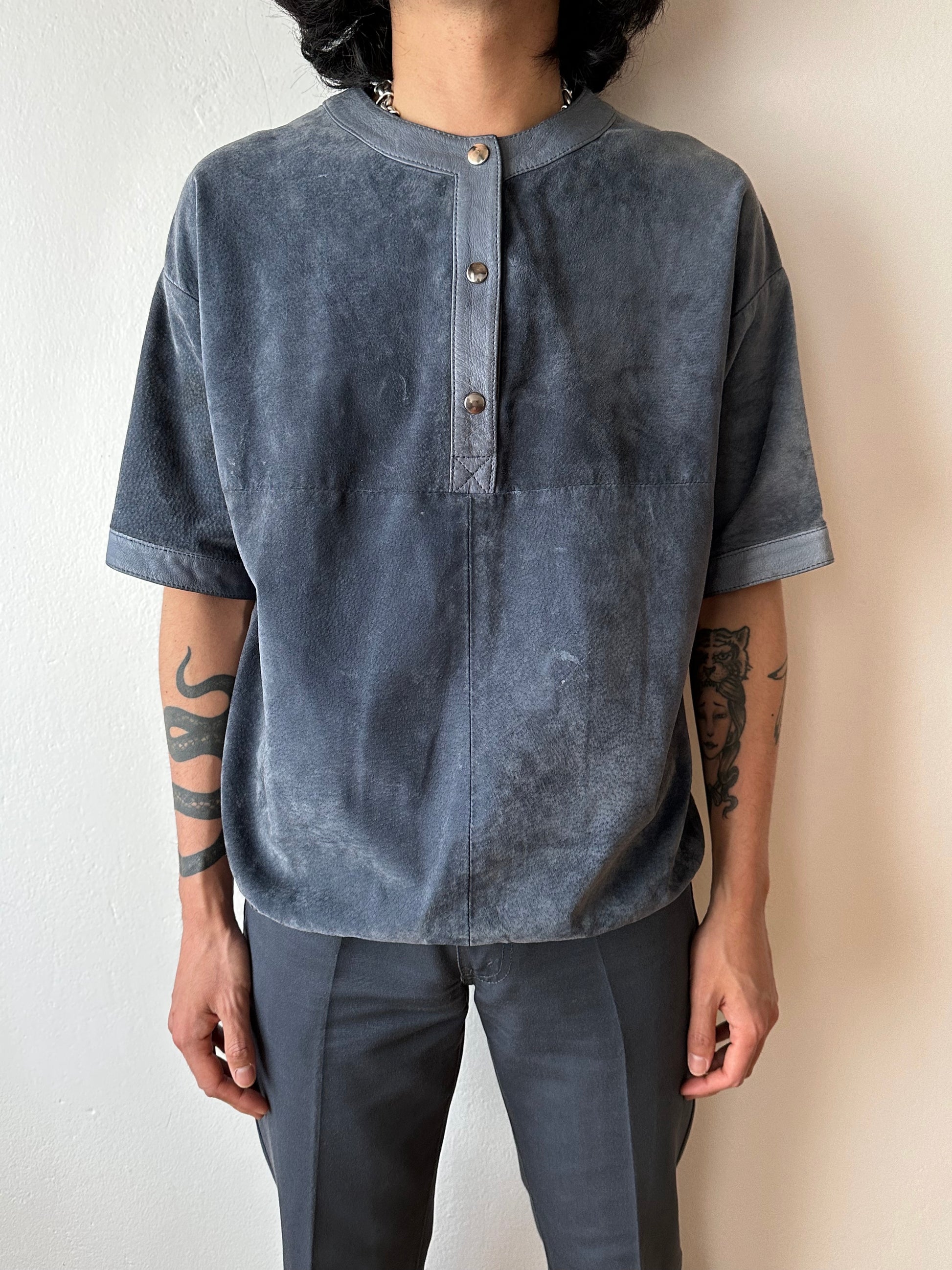 80's 90's Leather smock pullover vintage レザー スモック ヴィンテージ  プラハ  古着屋 Praha Prague vintage store ユーロ古着 ヨーロッパ古着