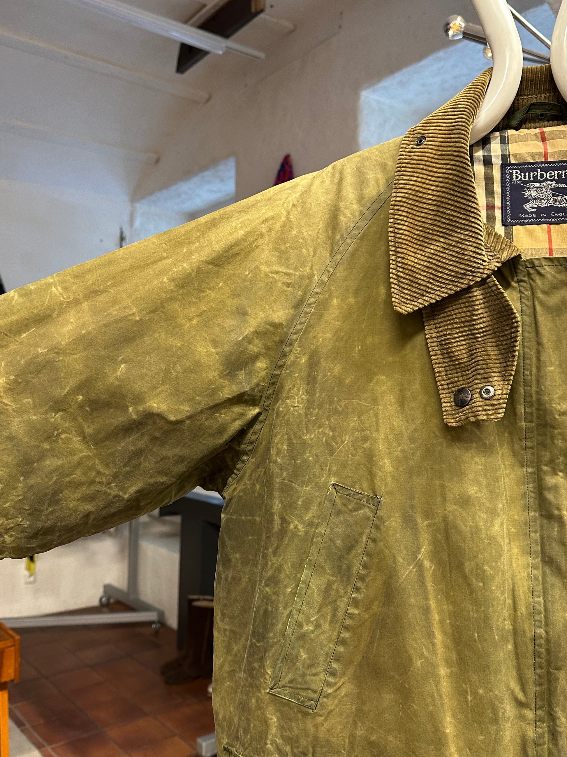 Burberrys Waxed Cotton Jacket 80's 90's 80年代 90年代 バーバリー Made in England イギリス製 Toto プラハ 古着屋 古着 Praha Prague Vintage store Vintage clothing イギリス古着 オイルドジャケット Rare レア 古着卸 フランス買い付け イギリス買い付け ユーロ古着 ヨーロッパ古着