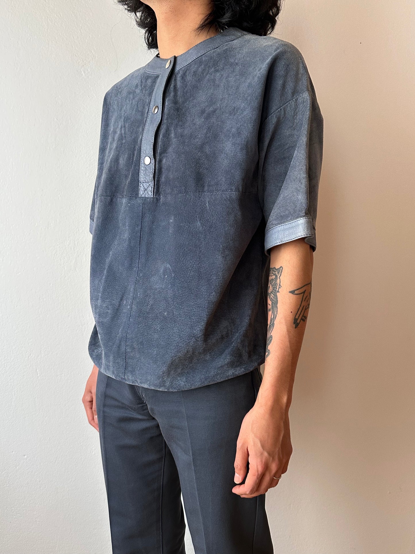 80's 90's Leather smock pullover vintage レザー スモック ヴィンテージ  プラハ  古着屋 Praha Prague vintage store ユーロ古着 ヨーロッパ古着