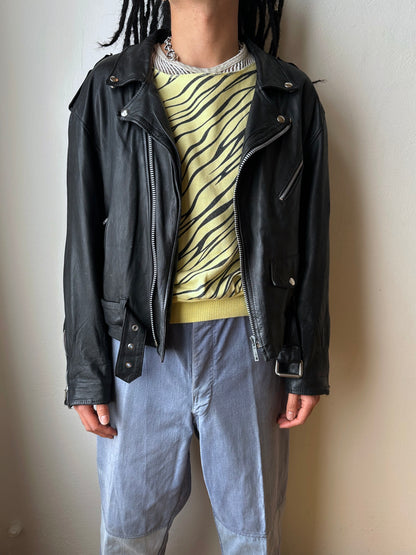 Leather Riders jacket 1980's 80s 80年代 ライダース ジャケット Black  黒  革ジャン PUNK パンク ハードコア Toto Praha Vintage clothing shop Antique shop 古着屋 プラハ Showroom appointment Prague ユーロ古着 ヨーロッパ古着 古着卸 ヴィンテージ