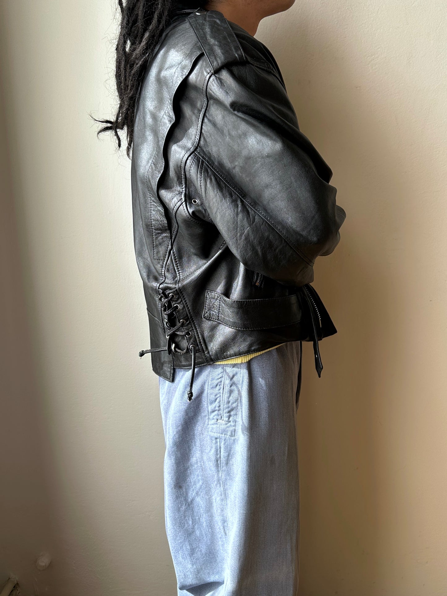 Leather Riders jacket 1980's 80s 80年代 ライダース ジャケット Black  黒  革ジャン PUNK パンク ハードコア Toto Praha Vintage clothing shop Antique shop 古着屋 プラハ Showroom appointment Prague ユーロ古着 ヨーロッパ古着 古着卸 ヴィンテージ