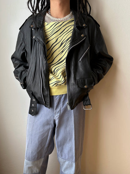 Leather Riders jacket 1980's 80s 80年代 ライダース ジャケット Black  黒  革ジャン PUNK パンク ハードコア Toto Praha Vintage clothing shop Antique shop 古着屋 プラハ Showroom appointment Prague ユーロ古着 ヨーロッパ古着 古着卸 ヴィンテージ