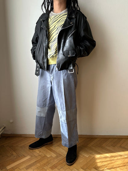 Leather Riders jacket 1980's 80s 80年代 ライダース ジャケット Black  黒  革ジャン PUNK パンク ハードコア Toto Praha Vintage clothing shop Antique shop 古着屋 プラハ Showroom appointment Prague ユーロ古着 ヨーロッパ古着 古着卸 ヴィンテージ