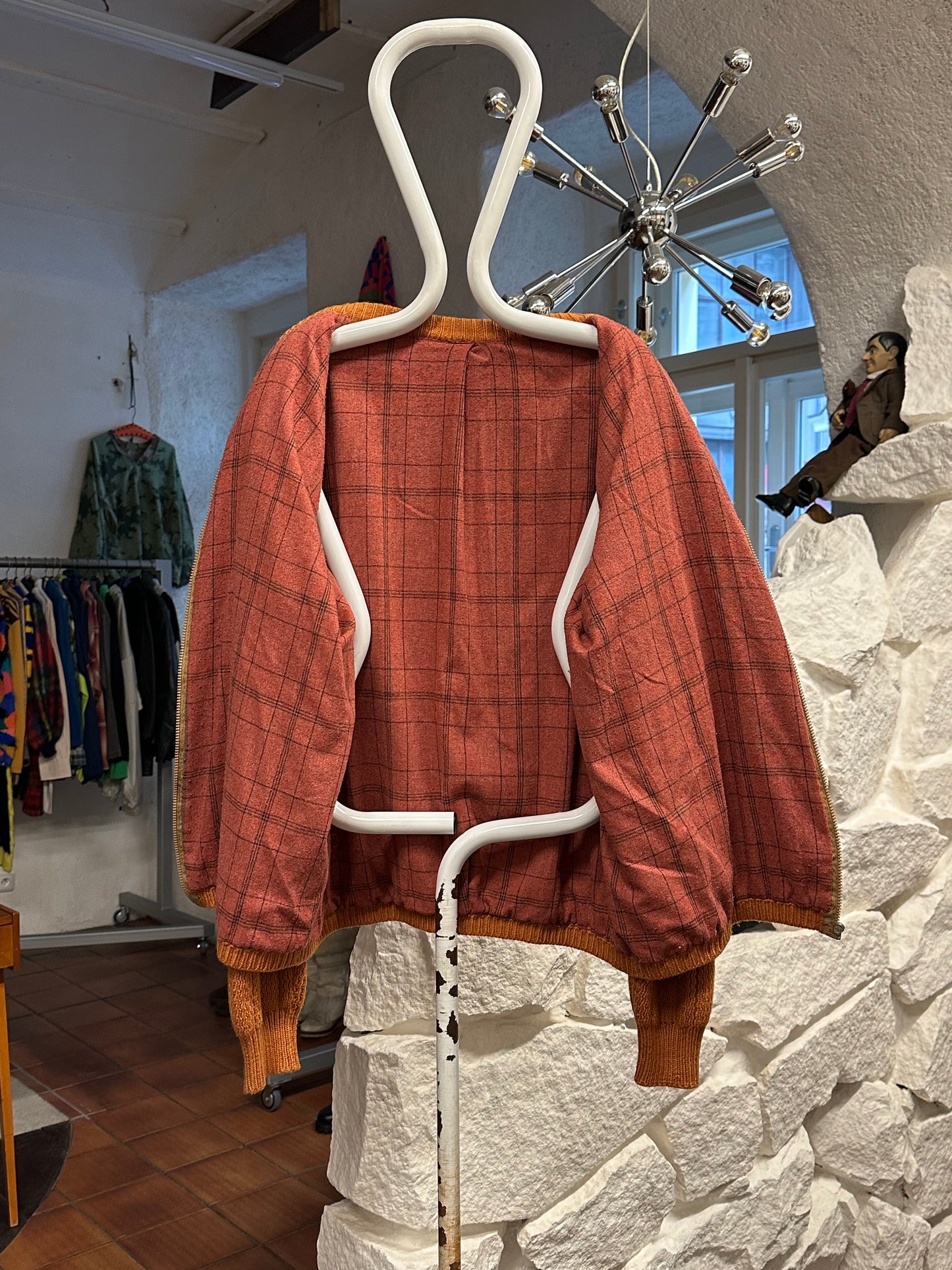 60's 70's 60年代 70年代 Handmade Wool Knit Zipup Jacket Toto Praha Prague プラハ 古着屋 古着 Vintage store Vintage clothing ユーロ古着 ヨーロッパ古着 ハンドメイド ニットジャケット オレンジ ヴィンテージ 