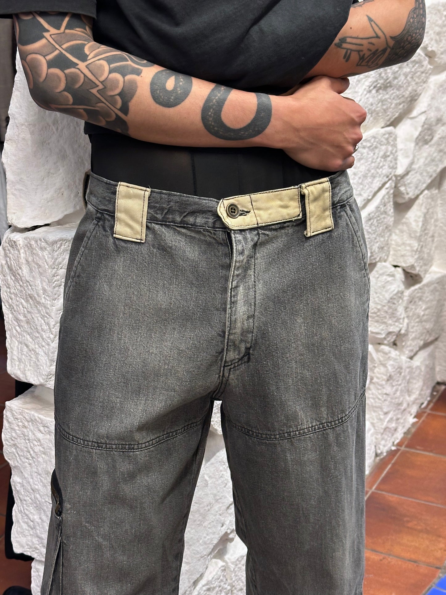 1990s Italy Black denim trousers - w33