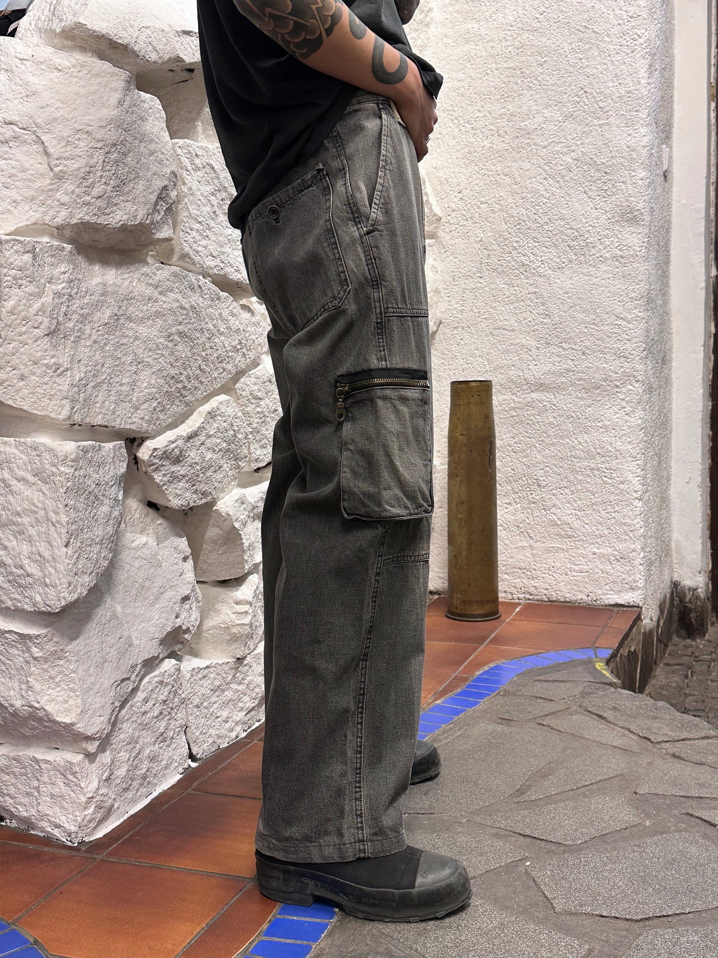 1990s Italy Black denim trousers - w33