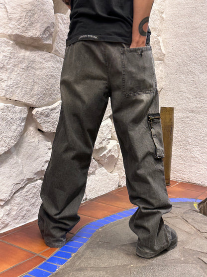 1990s Italy Black denim trousers - w33