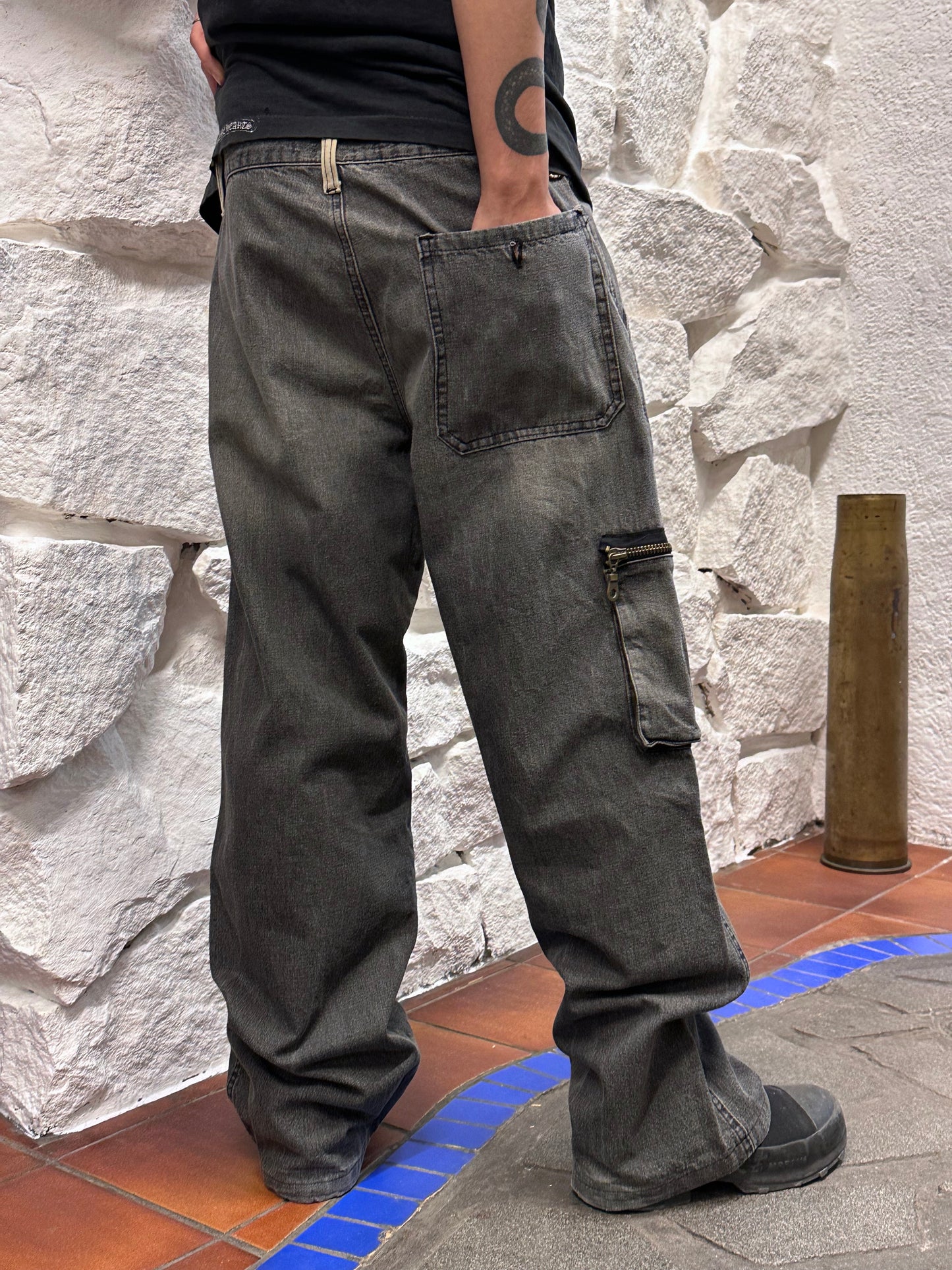 1990s Italy Black denim trousers - w33