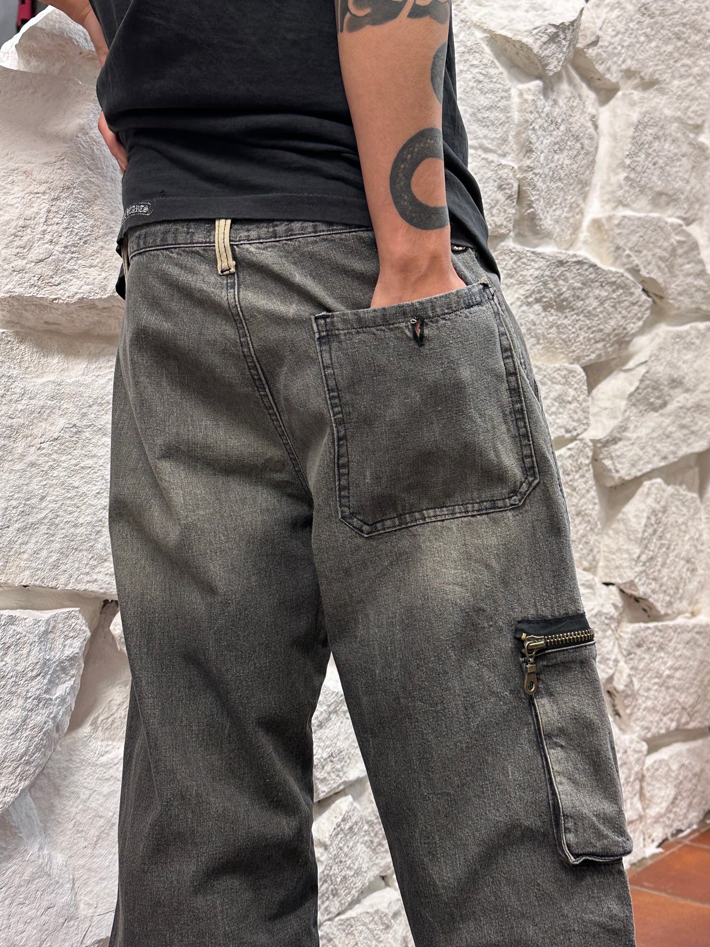 1990s Italy Black denim trousers - w33