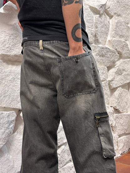 1990s Italy Black denim trousers - w33