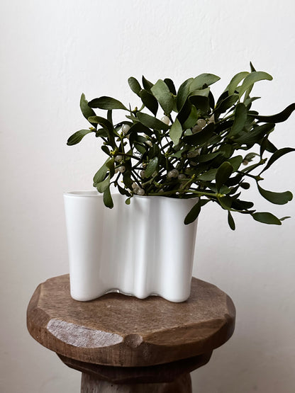 60s Ittala Alvar Aalto glass vase in white made in Finland