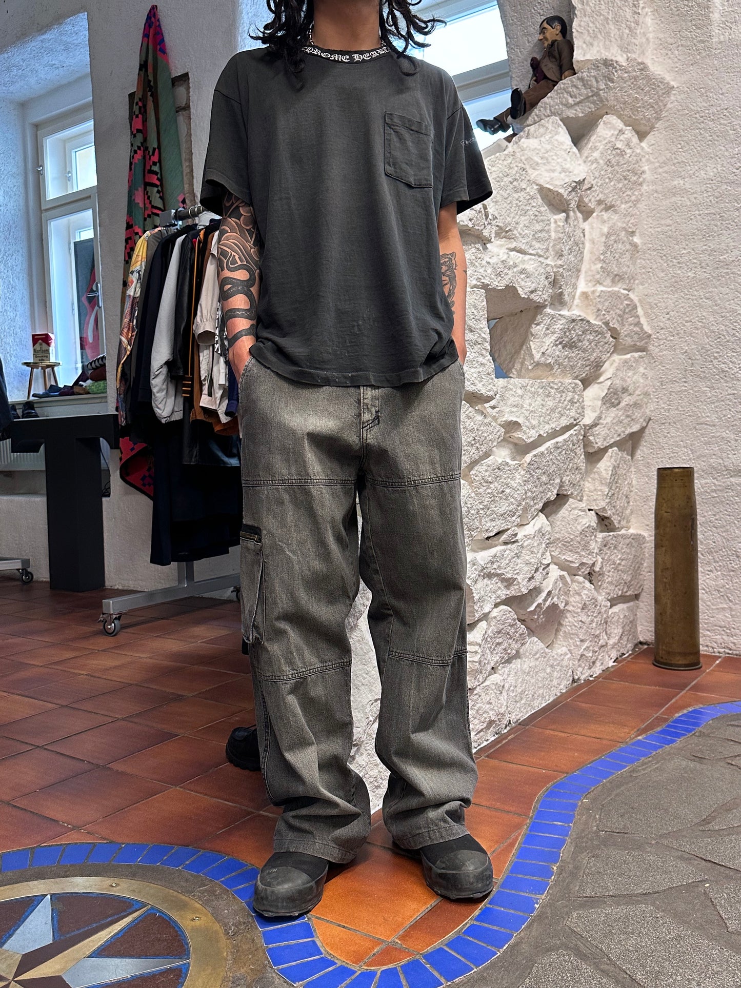 1990s Italy Black denim trousers - w33