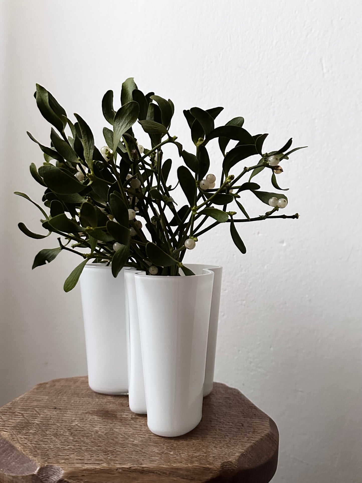 60s Ittala Alvar Aalto glass vase in white made in Finland