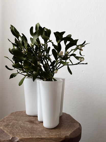 60s Ittala Alvar Aalto glass vase in white made in Finland