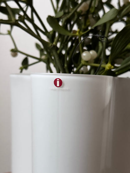 60s Ittala Alvar Aalto glass vase in white made in Finland