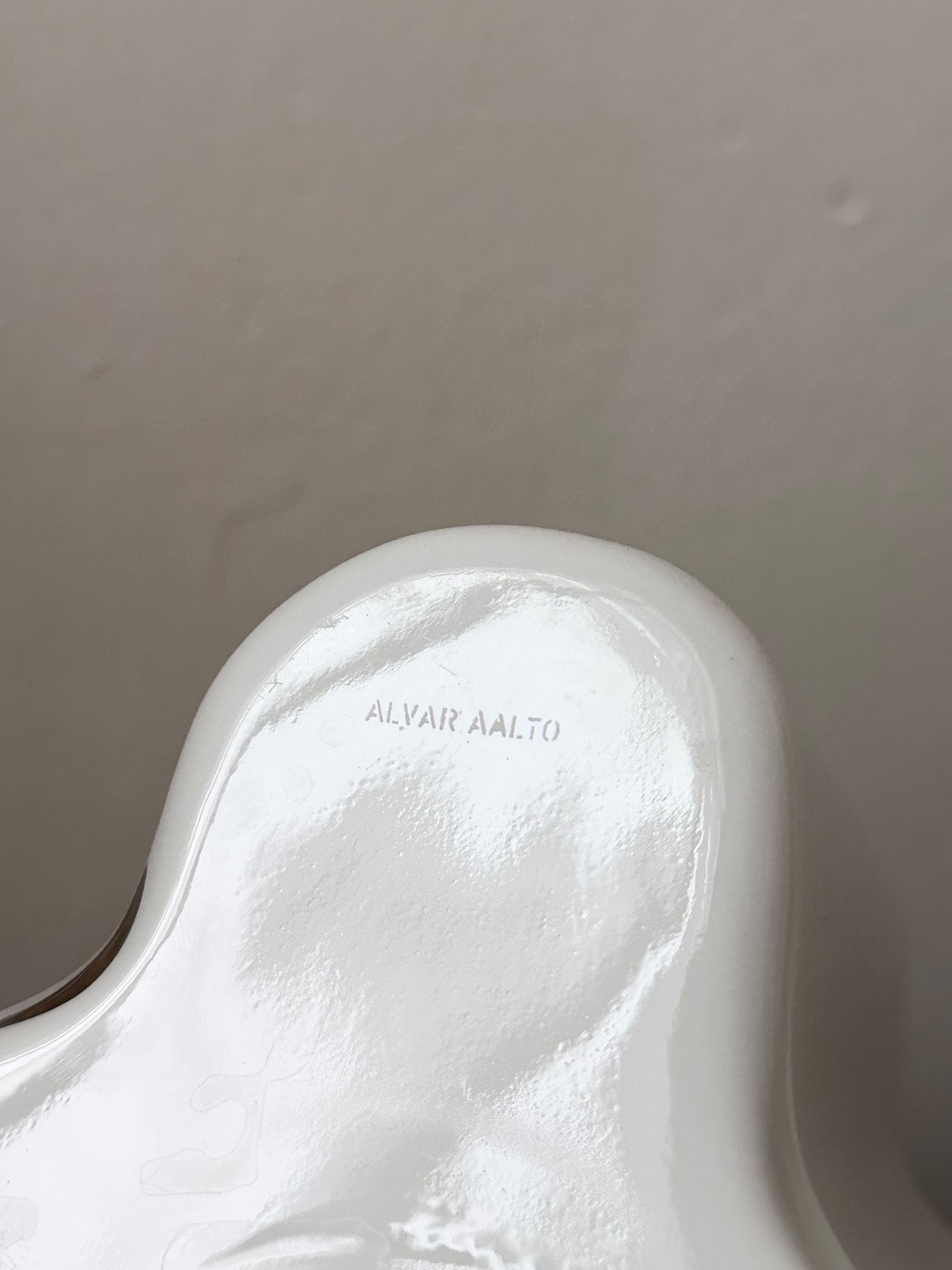 60s Ittala Alvar Aalto glass vase in white made in Finland