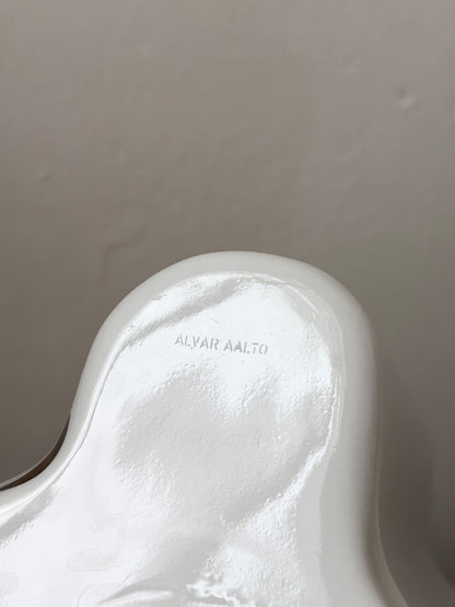 60s Ittala Alvar Aalto glass vase in white made in Finland