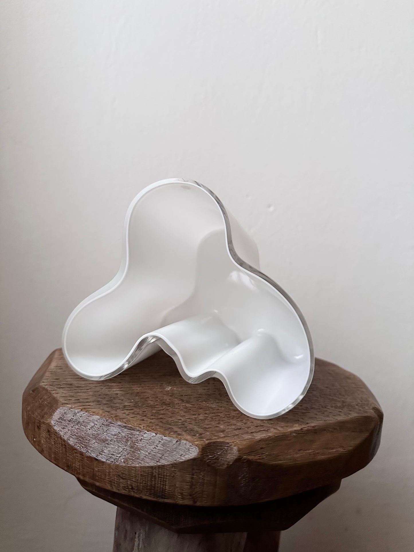 60s Ittala Alvar Aalto glass vase in white made in Finland